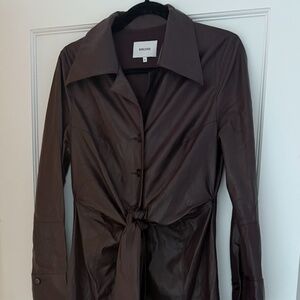 Nanushka Rosana Belted Vegan Leather Dress